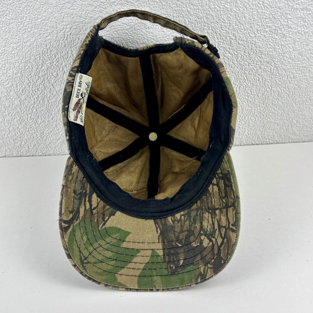 Duck Bay Camouflage Hat Mens OSFM Green Brown Strapback Woodland Camo Padded - Picture 6 of 6